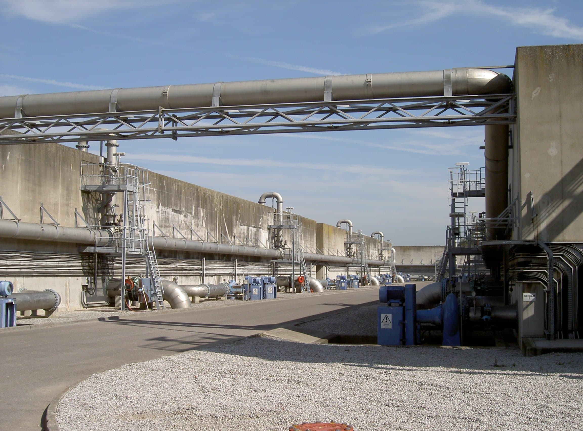 Sequencing batch reactor basins and process pipework at a wastewater plant